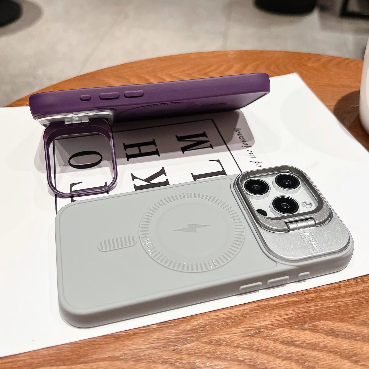 Magnetic metal bracket phone case suitable for iPhone 16 15 14 13 Pro Max lens large window protective cover