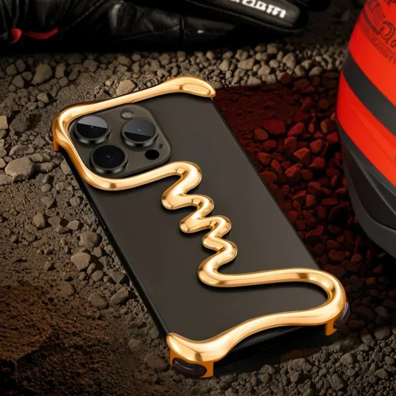 iPhone Phone Case Metal 3D Hollow Case For iPhone16 ProMax 14 15 Pro 16Plus  Aluminum Alloy Track Shell Air Bag Shockproof Cover