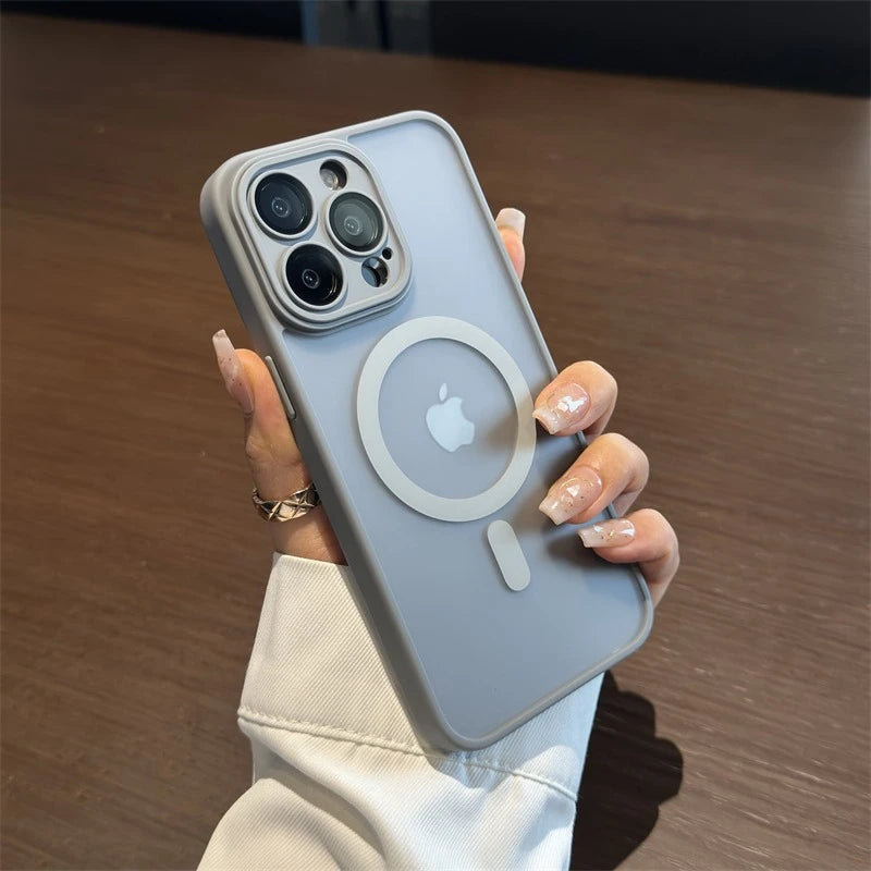 Luxury Magsafe Matte Transparent Phone Cases For iPhone 11 12 13 14 15 16 Pro Max Plus Magnetic Bumper Cases Cover