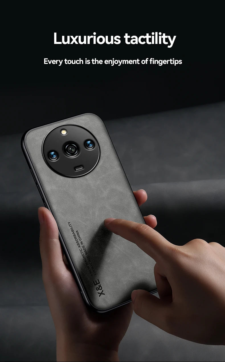 For Realme 11 Pro Plus Case Luxury Leather With Metal Plate Phone Cases For Realme 11 11Pro+ 5G Car Magnetic Holder Back Cover - Caseverse
