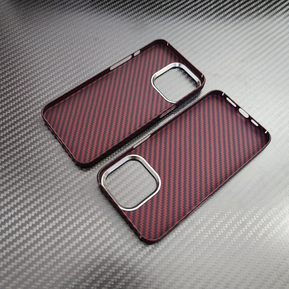 real carbon fiber phone case for iphone16 1514 13 12 pro max case metal ring aramid fiber phone cover for iphone 15/12/13 pro