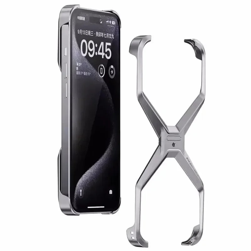 Aluminum Alloy X-shaped Metal Frame  Phone Case for IPhone 16 15 Pro Max 14 13 Military Grade Drop Protection Cover - Caseverse