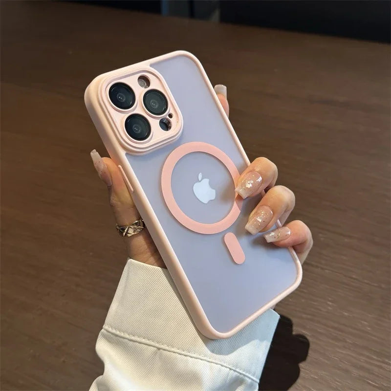 Luxury Magsafe Matte Transparent Phone Cases For iPhone 11 12 13 14 15 16 Pro Max Plus Magnetic Bumper Cases Cover