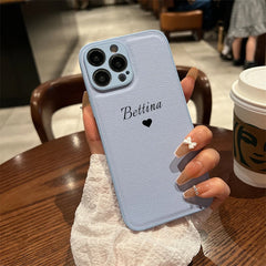 Personalized Customized Name Heart Phone Case for iPhone 16 15 14 13 Pro Max 12 11 X XS XR Design Leather Protective Back Cover
