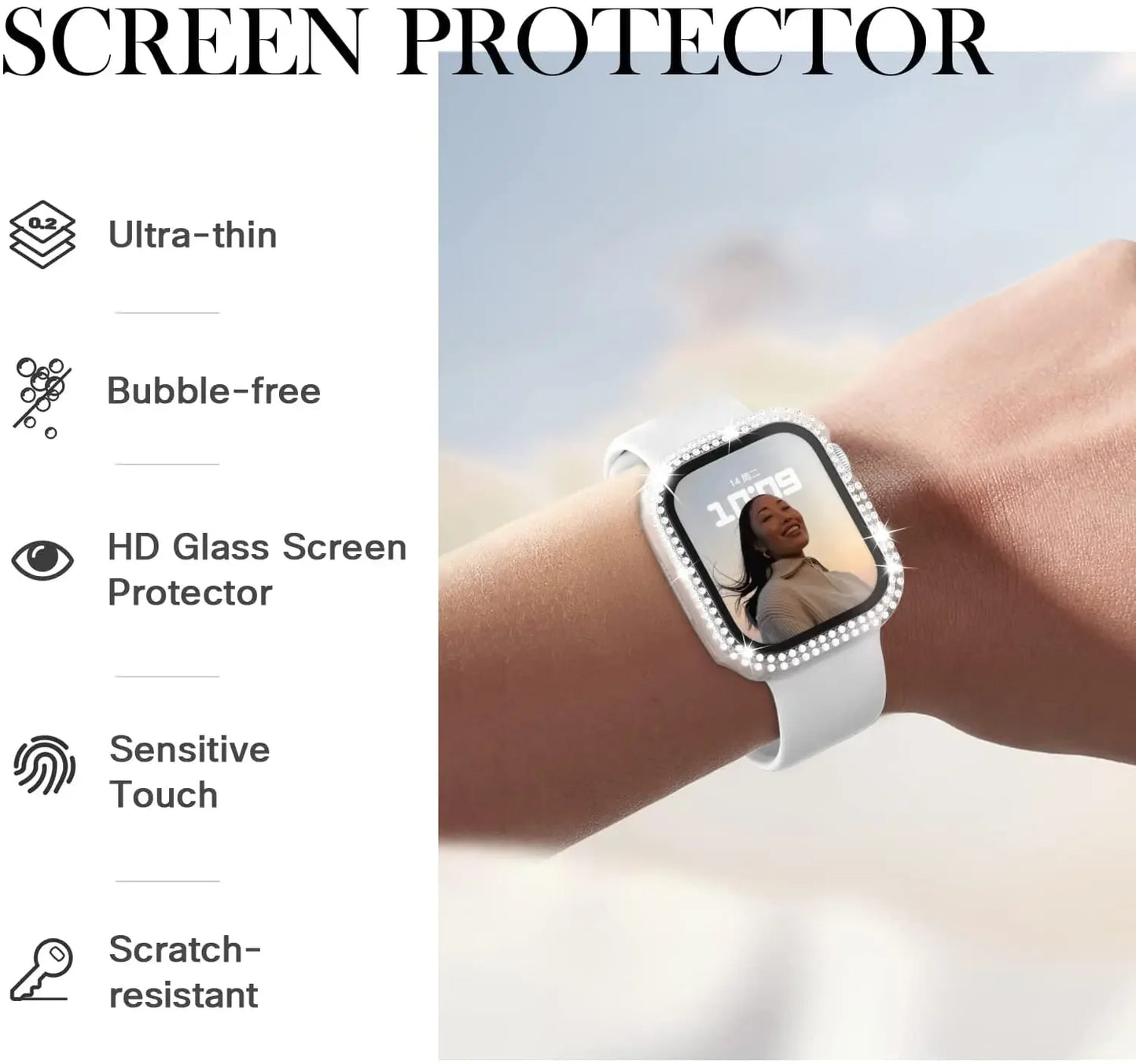 Diamond Bumper Protective Case for Apple Watch Cover Series 7 6 SE 5 4 3 38MM 42 MM For Iwatch 45mm 41mm 40mm 44 mm