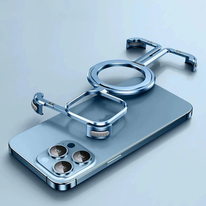 Metal Frame Magsafe Phone Case for iPhone 16 15 14 13 Pro Max Wireless Charging Aluminum Alloy Frameless Holder Shockproof Cover