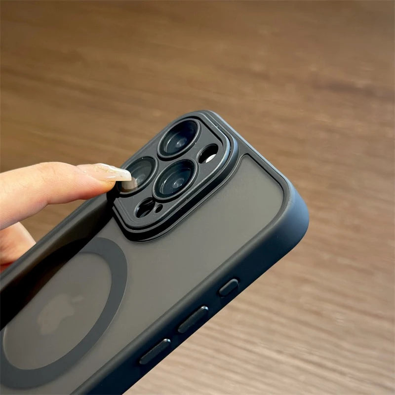 Luxury Magsafe Matte Transparent Phone Cases For iPhone 11 12 13 14 15 16 Pro Max Plus Magnetic Bumper Cases Cover