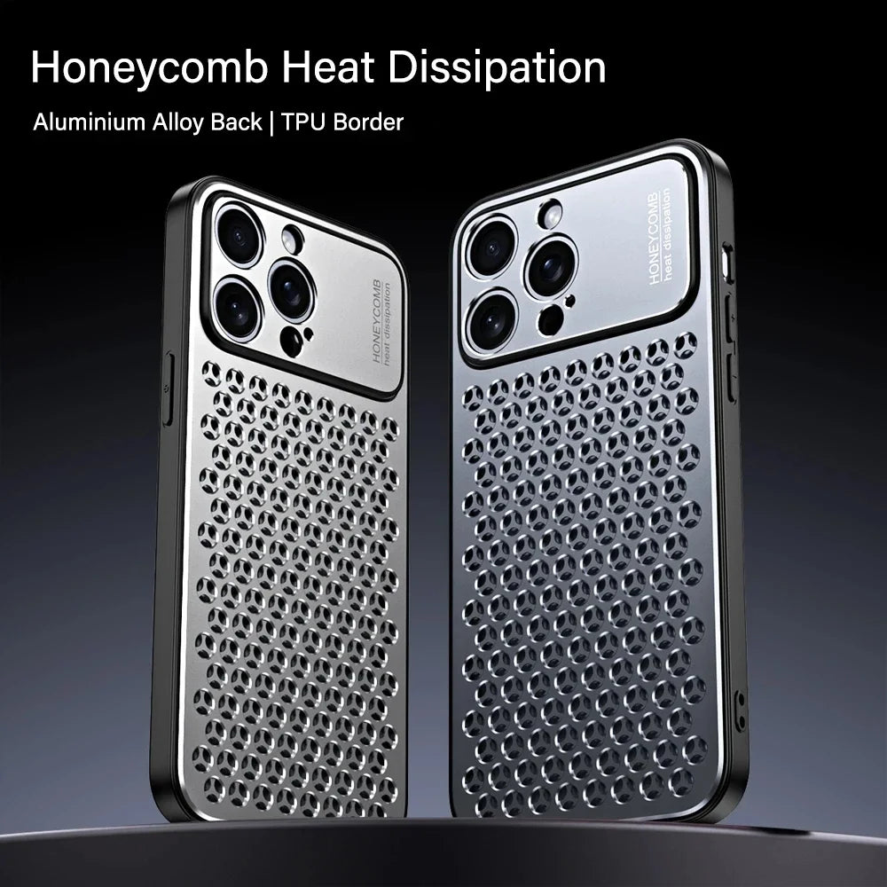 Aluminum Alloy Phone Case For iPhone 16 Pro Max 15 14 13 Metal Breathable Back Cover