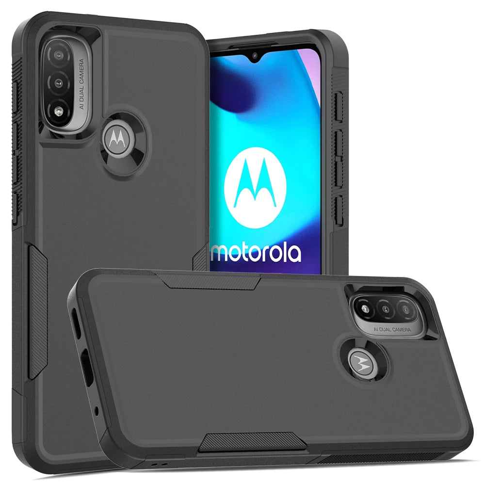 New TPU/PC Case for Motorola Moto E20 E30 E40 Military Shockproof Phone Cover Rugged Armor Shell 2IN1 Dual Layer Protection - Caseverse