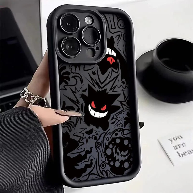 Pokemon Gengar Phone Case for iPhone 15 14 13 12 Mini 11 Pro Max XS X XR 8 7 6S 6 Plus SE 2020 Liquid Silicone Shockproof Cover - Caseverse
