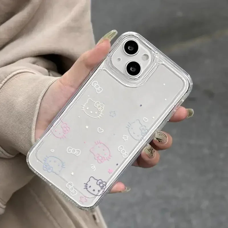 Kawaii Sanrio Hello Kitty Mobile Phone Case Cute Cartoon Pink IPhone 7 8 Plus 15 14 12 13 11 Pro Max Anime Cases Christmas Gifts - Caseverse