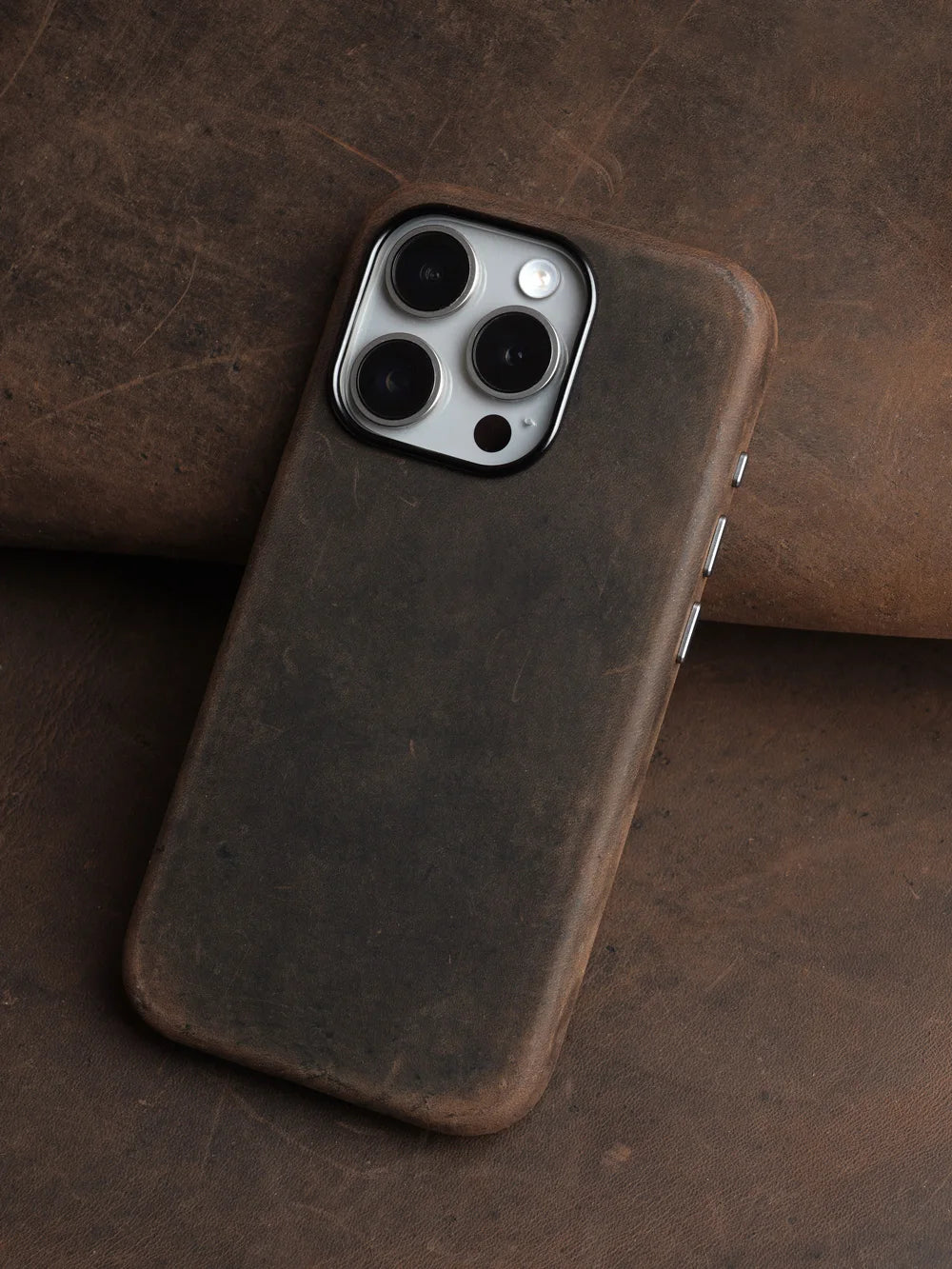 YMW Italian Crazy Horse Genuine Leather Case for iPhone 16 Pro Max 15 14 Personality Cowhide Magnetic Phone Cover - Caseverse