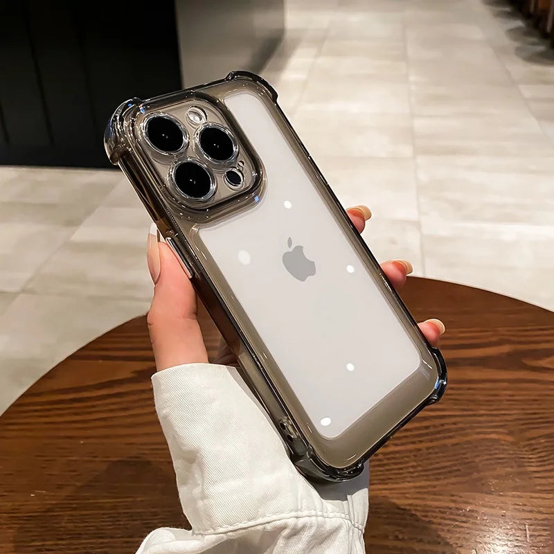 Luxury Transparent Silicone Phone Case For iPhone 16 15 14 13 12 11 Pro Max 16E XR X XS 7 8 14 15 Plus SE2 Shockproof Soft Cover - Caseverse