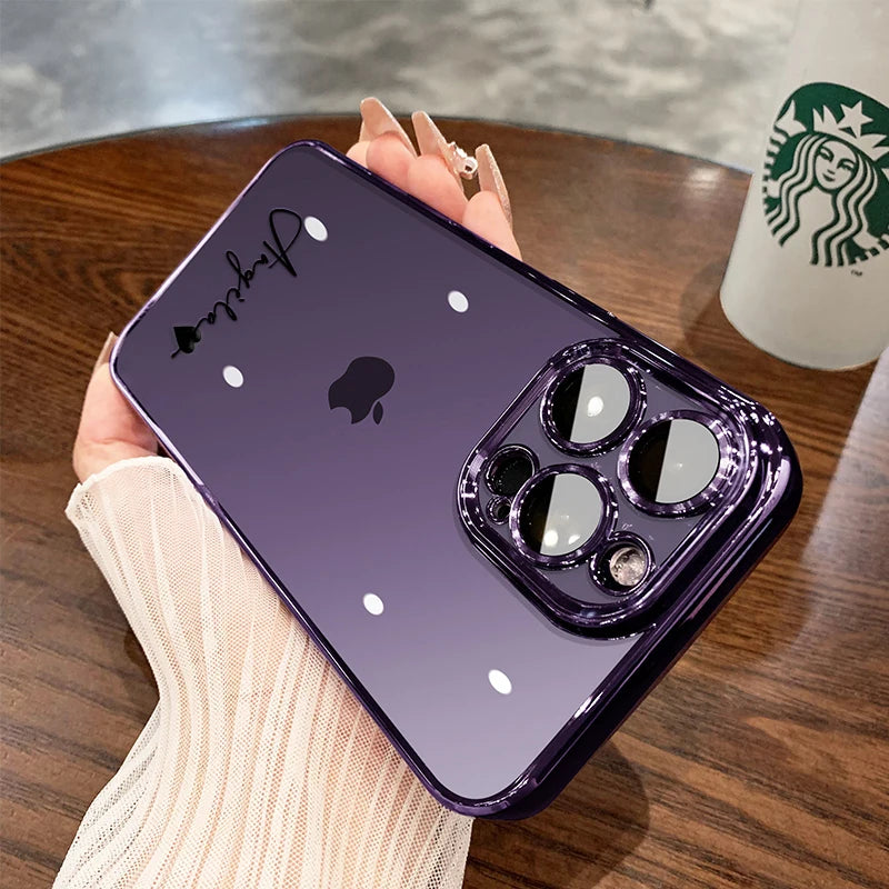 15 16 Pro Max Personalised Customized Name Case For iPhone 16 15 14 13 12 11 Pro Max Plating Transparent Clear Cover 16 Pro Max - Caseverse