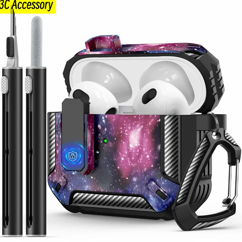 New for AirPods 3rd Gen Case Cover with Cleaner Kit Carbon fiber switch headphone case for Apple AirPods 3 2021 Charging Cases