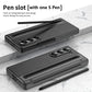 For Galaxy Fold6 S Pen Leather Phone Case Hinge Protection & Built-in Screen Protector Leather Phone Cover for Fold5 Fold4 Black - Caseverse