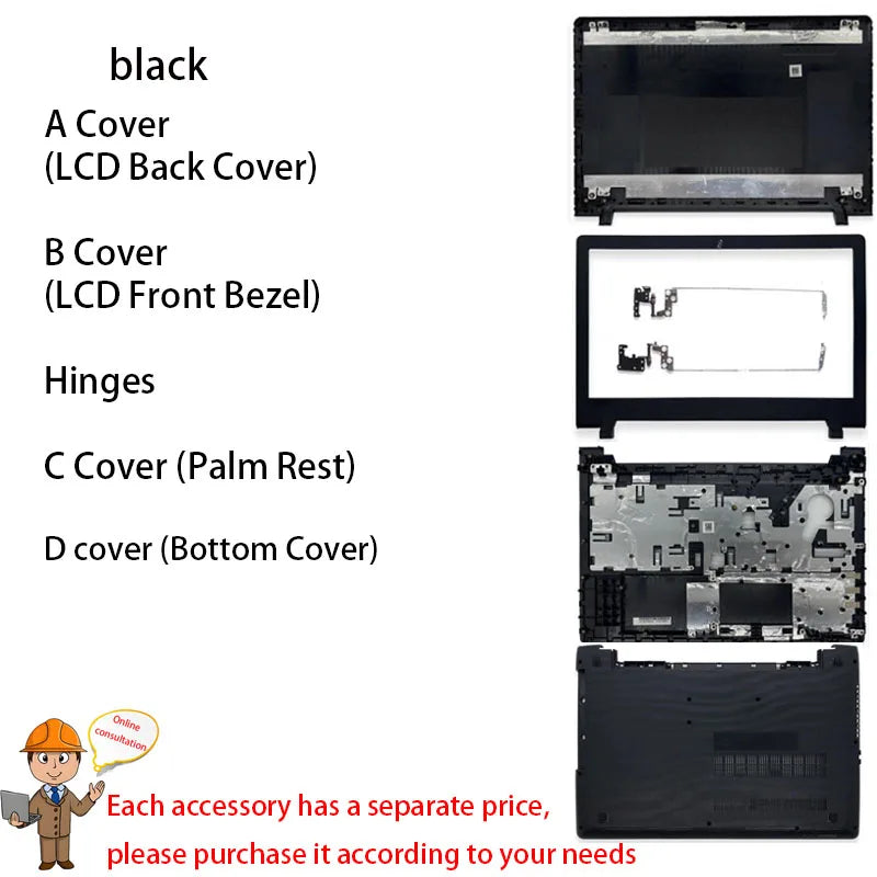 Laptop Housing Cover NEW For ideapad 110-15 110-15ISK 110-15IKB LCD Back Cover/Bezel/LCD Hinges/Palmrest/Bottom Case Top