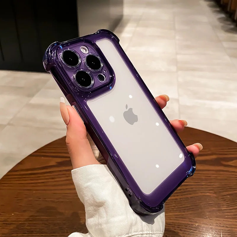 Luxury Transparent Silicone Phone Case For iPhone 16 15 14 13 12 11 Pro Max 16E XR X XS 7 8 14 15 Plus SE2 Shockproof Soft Cover - Caseverse