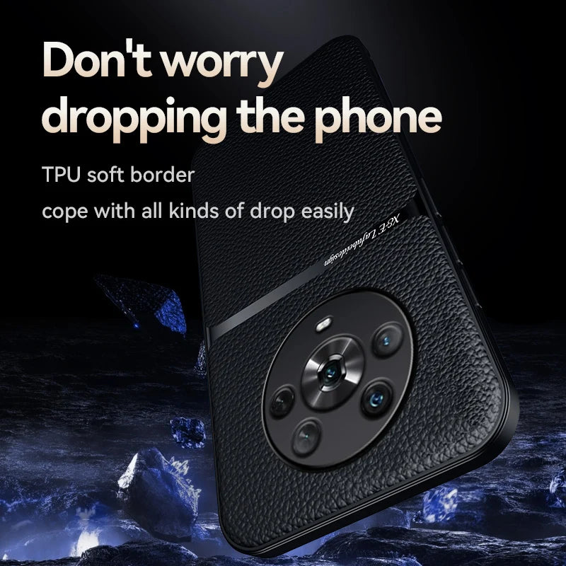 For Honor Magic4 Pro Build-in Magnet Metal Plate Car Holder Phone Case Honor Magic 4 Pro 4Pro Magic4 Silicone Leather Back Cover