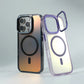 Metal Lens Kickstand Laser MagSafe Phone Case For iPhone 16 16pro max 14 15 Pro 13 12 Magnetic Wireless Charging Hard PC Cover