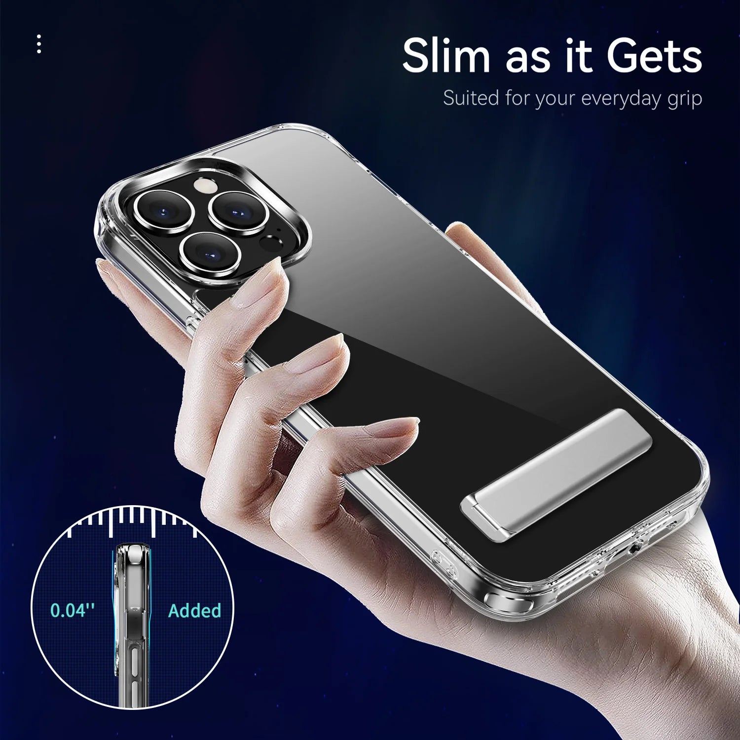 Transparent Phone Case With Metal Kickstand Holder for iPhone 16 15 14 Pro Max 13 12 11 Mini Plus Phone Back Cover - Caseverse