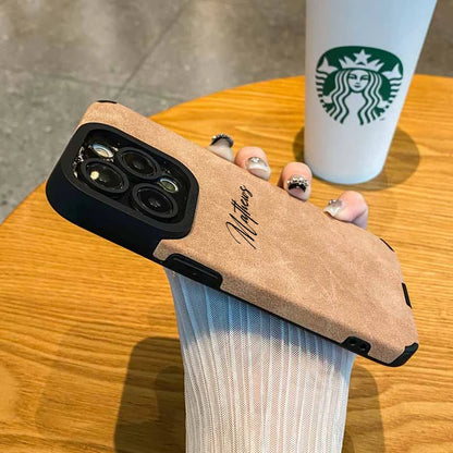 Personalized Luxury Leather Lambskin Shockproof Case For iPhone 16 15 14 13 12 11 Pro Max Customized Name DIY Cover 15 Pro Max - Caseverse