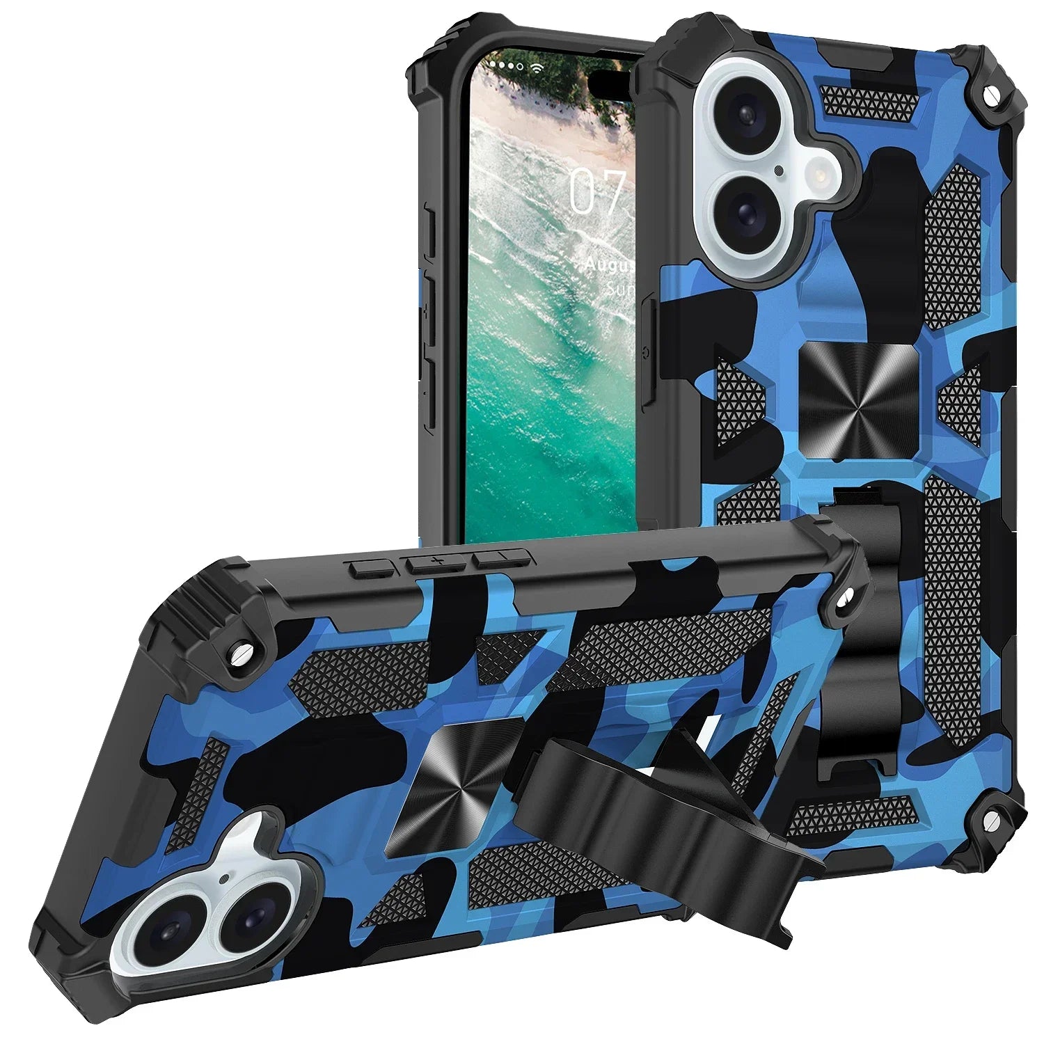 Military Camouflage Armor Shockproof Case For iPhone 11 12 13 14 15 16 Pro Max Xs XR SE 2020 2022 8 7 Plus Kickstand Phone Cover - Caseverse
