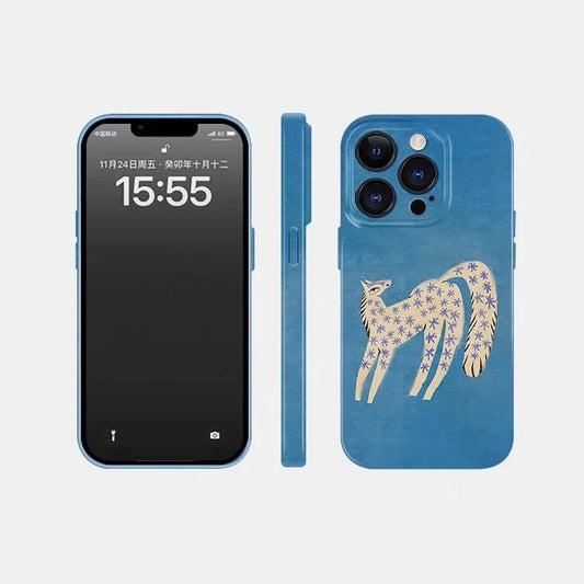 Ins Blue Starry Sky White Horse Cartoon Phone Case for IPhone 16 15 14 13 12 11 Pro Max X XS XR XSMax Glossy Film Hard PC Cover