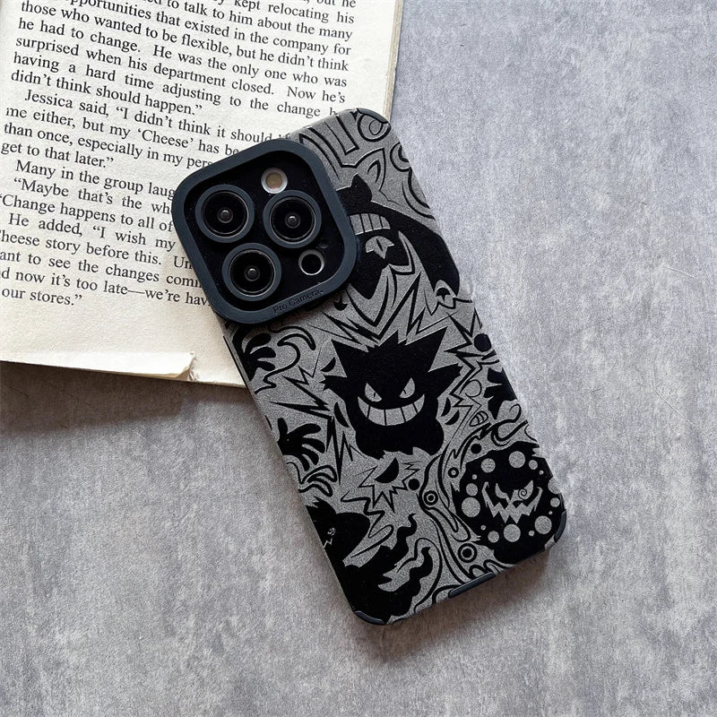 Luxury Pokemon Pikachu Matte Soft Leather Phone Case For iPhone 15 14 13 12 11 Pro Max Lens Protection Shockproof Silicone Cover - Caseverse