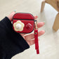Retro PU Leather Flower Diamond Earpods Case for Apple Airpods 3 Pro2 Gemstone Wrist Strap Wireless Earphone Cover for Airpods 4