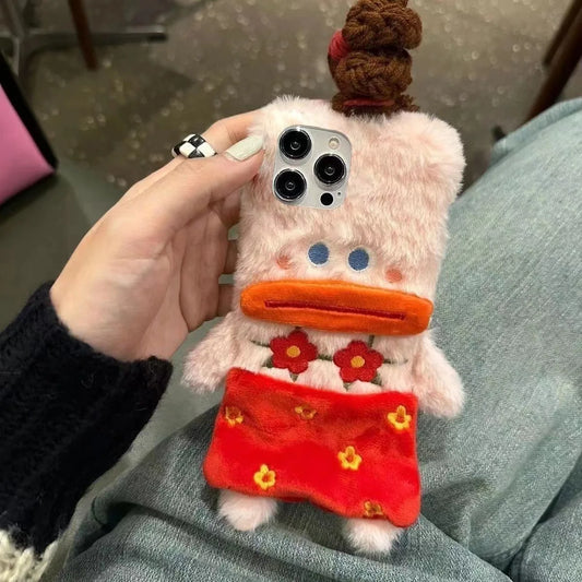 Plush Funny Sausage Mouth Phone Cases for IPhone16 15 14 13 12 Pro Max Mini X XR XS 8 Plus SE 2020 7 8Case Shockproof Back Cover