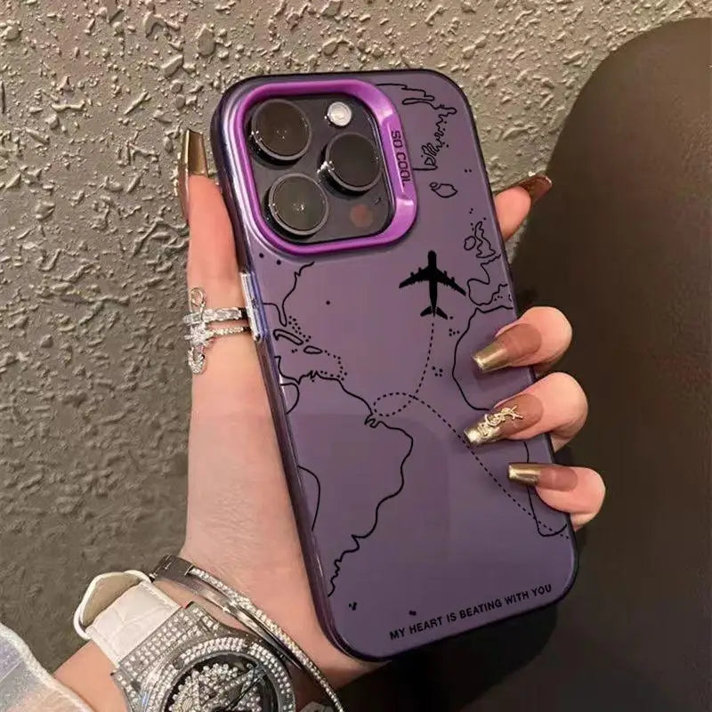 Travel-Inspired Airplane Phone Cover for iPhone 16 15 Pro Max 11 12 13 Mini 14 XS XR 7 8 Plus Shockproof Screen Protector Casing - Caseverse