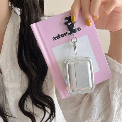 Wave Electroplated Pink Bow + Pendant Suitable for Apple for Airpodspro2 Case/For Airpodspro Case/For Airpods4 Case/For Airpods3 Case/For Airpods2 Case/Simple Earphone Case