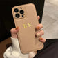 Customized Phone Case For iPhone 16 15 14 13 12 11 Pro Max Plus Personalized Name Initials Letters Luxury Leather DIY Cover 16 - Caseverse