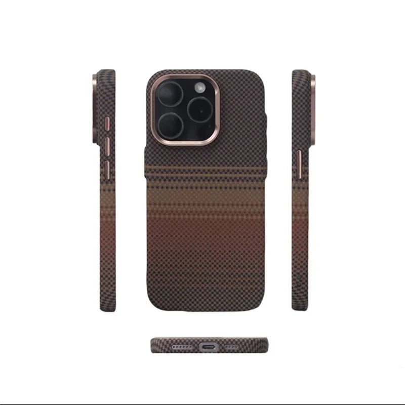 Luxury Matte Carbon Kevlar Metal Lens Magsafe Case For IPhone 16 Plus 15 14 13 12 Pro Max High Quality Business Phone Hard Cover