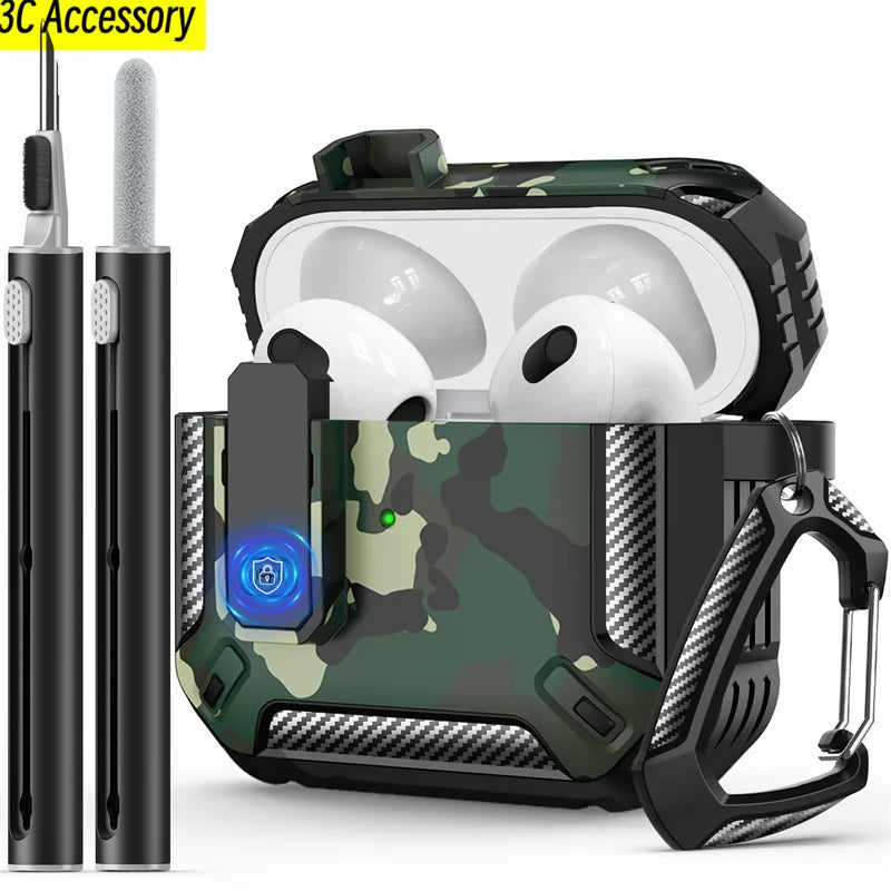 New for AirPods 3rd Gen Case Cover with Cleaner Kit Carbon fiber switch headphone case for Apple AirPods 3 2021 Charging Cases