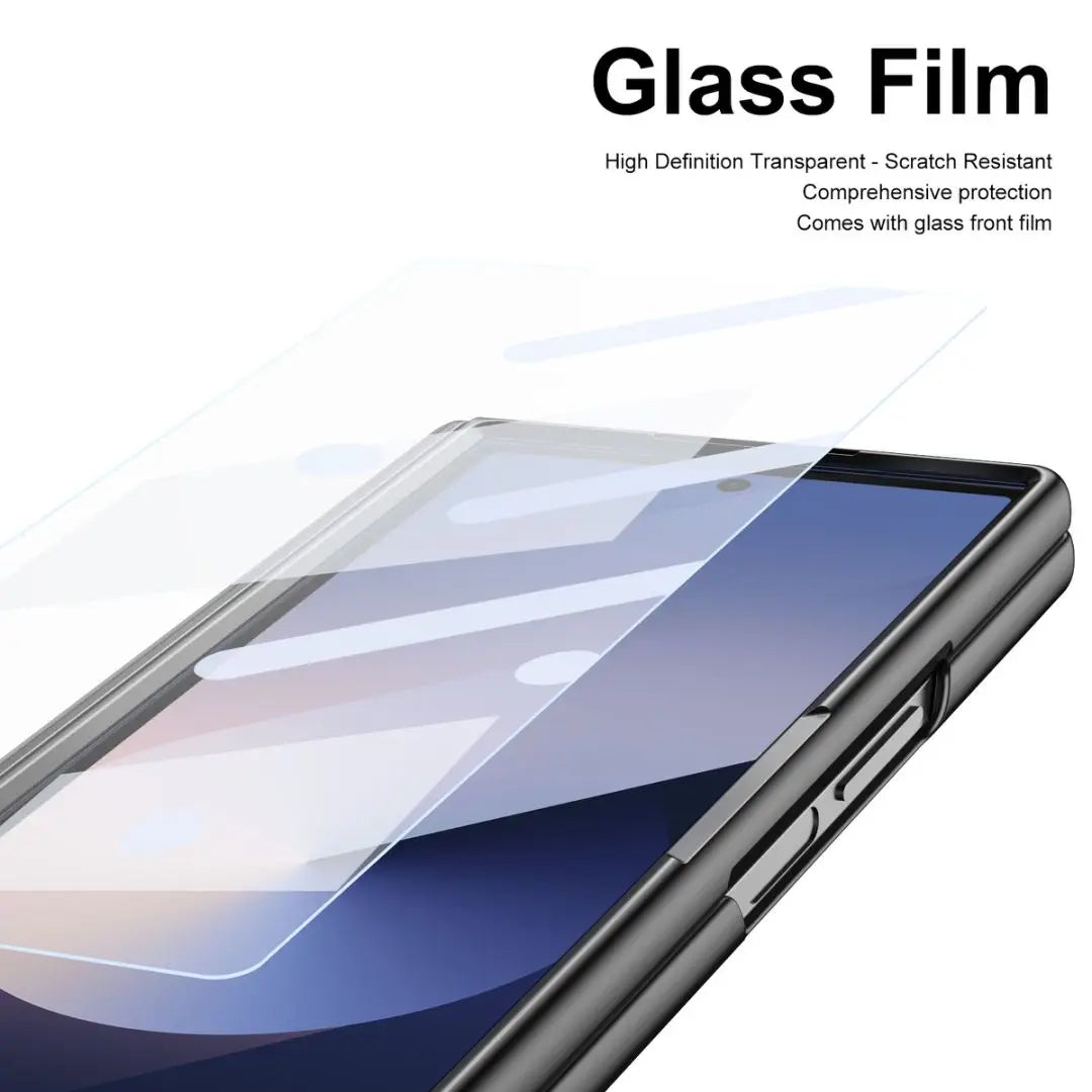 For Galaxy Fold6 S Pen Leather Phone Case Hinge Protection & Built-in Screen Protector Leather Phone Cover for Fold5 Fold4 Black - Caseverse