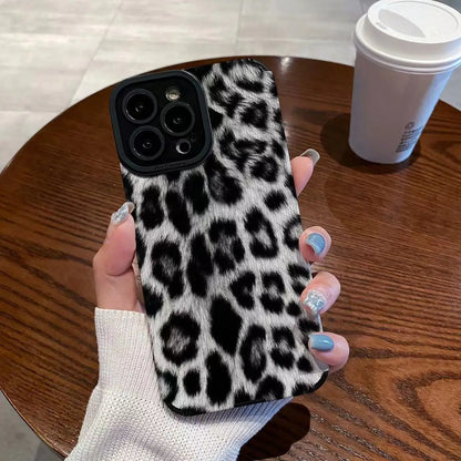 Black and white leopard print graphic phone case for iPhone 15 14 13 12 11 x XR Xs SE2 SE 8 7 plus pro Max mini Silic
