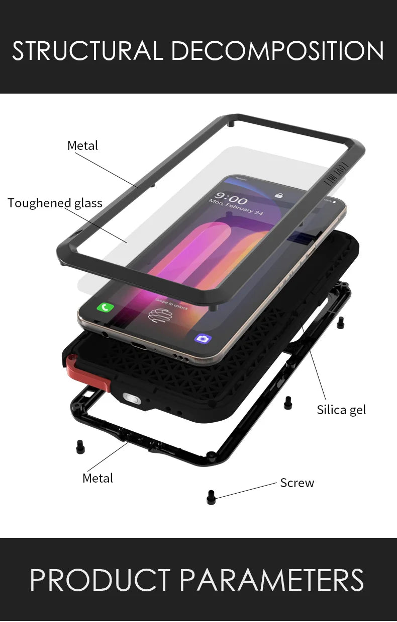 Love Mei Phone Case for  LG V60 Silicone Military Grade Metal Protective Case Shock Proof Dust Proof Cover - Caseverse