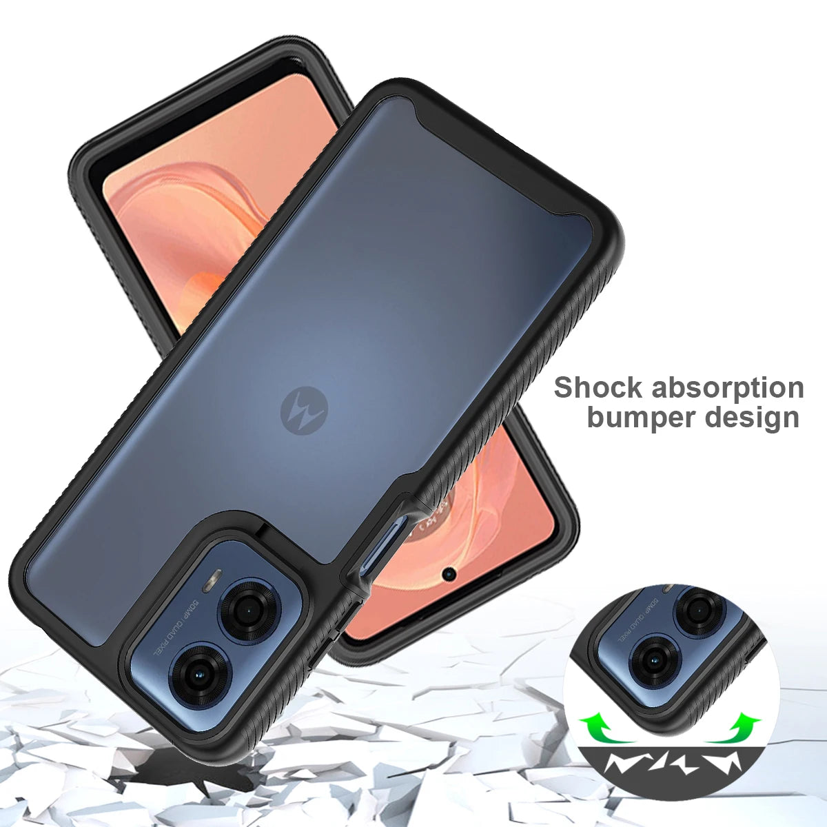 Moto G24 Shockproof Clear Case Built in Screen Protector Full Body Rugged Defender Cover for Motorola G04/G04S Case - Caseverse