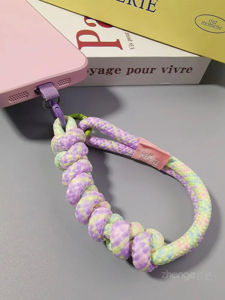 Mobile Phone Lanyard Wrist Short Ins Two Strands Woven Strong Men And Women Outdoor Travel Small Fresh Lanyard Shell Anti-Theft