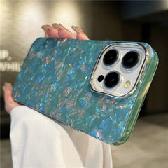 Luxury Bling Glitter Dream Shell Marble Pattern Phone Case For iPhone 16 15 11 12 13 14 Pro Max XR XS X 7 8 Plus Hard PC Cover