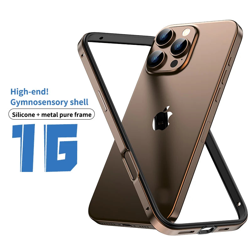 Hybrid Silicone Frame Aluminum Metal Phone Case For iPhone 16 Pro Max 16 Plus 16promax 16pro 16plus Better Heat Bumper