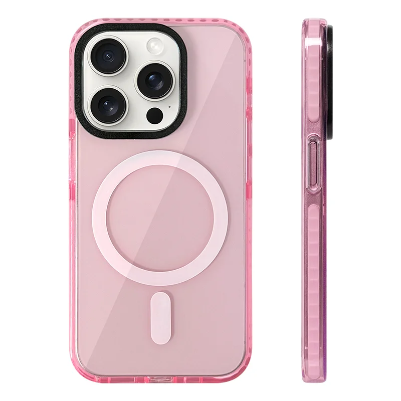 Transparent Neon Color MagSafe Phone Case for iPhone 16 15 Pro Max 14Pro 13 14 12 Wireless Charging Soft Silicone Bumper Cover - Caseverse