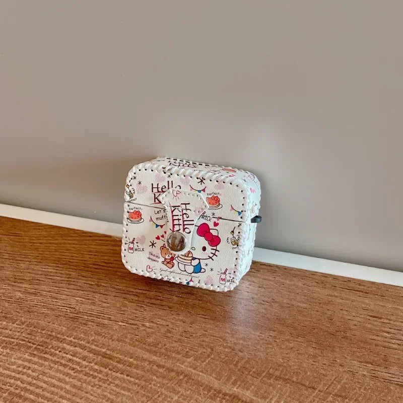 Sutiable for AirPods Pro 2 Premium Leather Earphone Cases with Leather Strap Anti-lost Anti-fall Cartoon Cute AirPods 1 2 3 Case