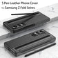 For Galaxy Fold6 S Pen Leather Phone Case Hinge Protection & Built-in Screen Protector Leather Phone Cover for Fold5 Fold4 Black - Caseverse