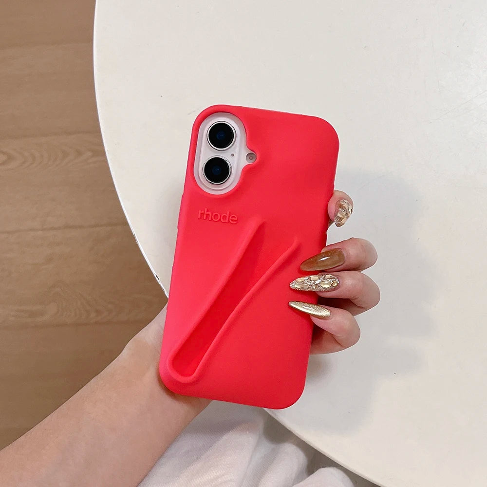 Lipstick Soft Silicone DIY Rhode Phone Case For iPhone 16 15 14 13 12 11 Pro Max Plus Portable Lip Gloss Holder Ins Hot Cover - Caseverse