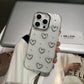 Cute Metal Love Heart Epoxy Glitter Phone Case For iPhone 16 15 14 13 12 11 Pro Max Plus Bling Clear Shockproof Soft Cover