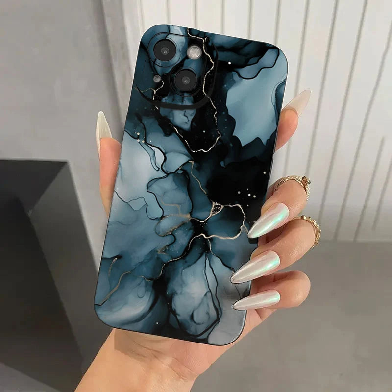 For iPhone 16 15 Pro Max Case Marble Pattern Phone Case For iPhone 14 13 12 11 XS Max XR X 7 8 Plus Shockproof Soft Bumper Cover - Caseverse