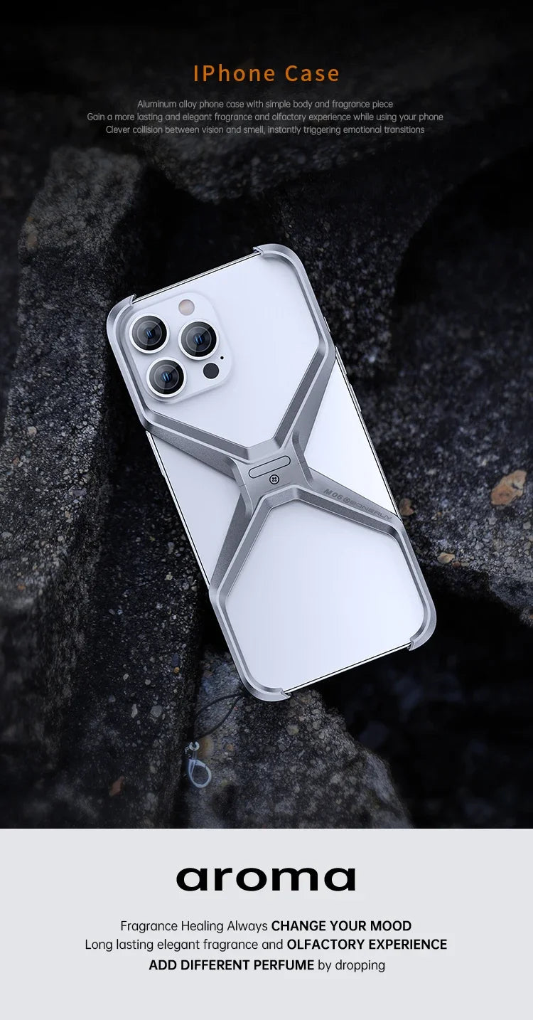 Metal Rimless Phone Case For iPhone 13 14 15 Pro Max Aluminum Removable Heat Dissipation Armor Phone Cover For IPHON 15 Promax